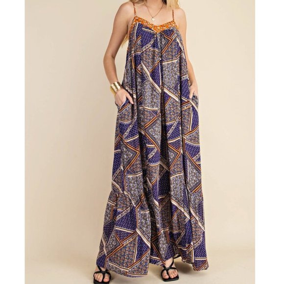 Plus Size Boho Gypsy Wide Leg Jumpsuit Jumper - Picture 5 of 8